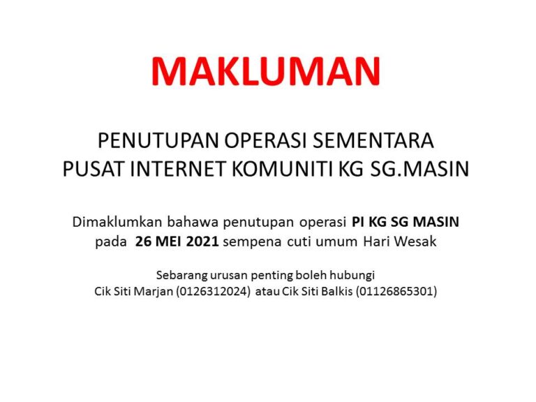 NOTIS PENUTUPAN PI 25MEI